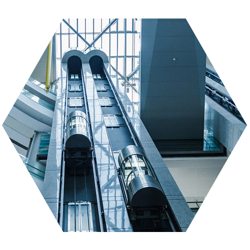 Glass panoramic elevator with a stunning city view