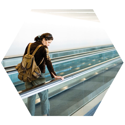 Moving walkway in a large convention center